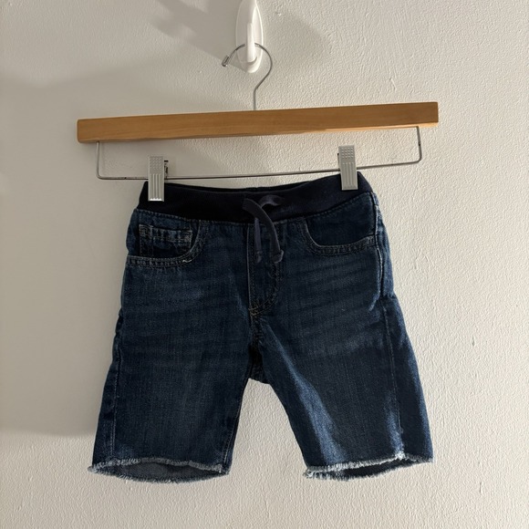 Baby Gap Boys Denim Shorts 5T Raw Hem Drawstring Waist Dark Wash 100% Cotton - Picture 3 of 9